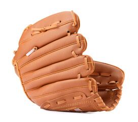 Brown baseball glove isolated on white. Sports equipment