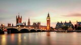 Fototapeta Londyn - Big Ben and Houses of Parliament in London at dusk --ar 16:9 --style raw Job ID: 5db5b581-7d48-4956-a5fb-75846b2c2803