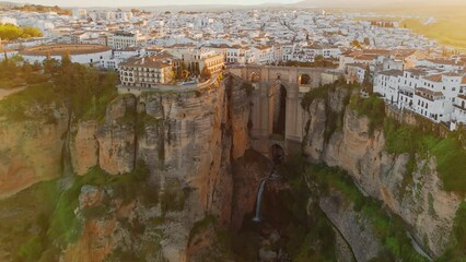 Wall Mural - Aerial view of the Ronda medieval town at sunrise, Andalusia, Spain