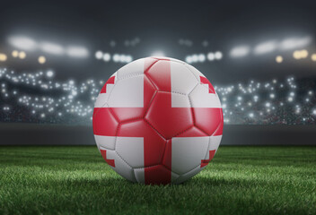 Wall Mural - Soccer ball in flag colors on a bright blurred stadium background. Georgia. 3D image