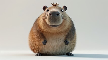 fat cute fluffy tortoiseshell capybara with a belly, funny facial expressions, Exaggerated actionï