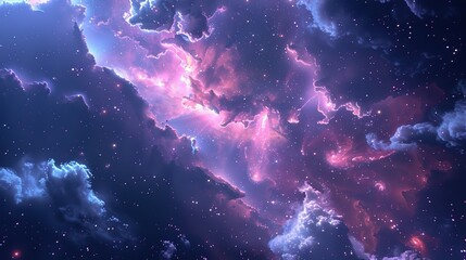 Starry night sky backdrop, showcasing the dark expanse of interstellar space.