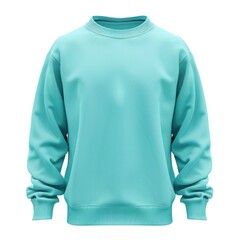 Wall Mural - Turquoise sweatshirt template. Sweatshirt long sleeve with clipping path, hoody for design mockup for print, white background