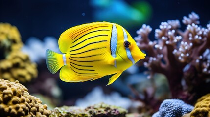 Beautiful zebrasoma salt water aquarium fish AI