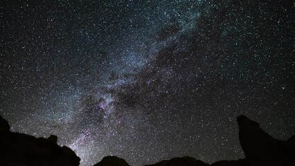 Wall Mural - Milky Way Galaxy in Summer West Sky 24mm Rock Formation Tilt Up