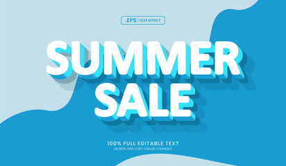 Wall Mural - blue summer sale text effect, editable text effect style