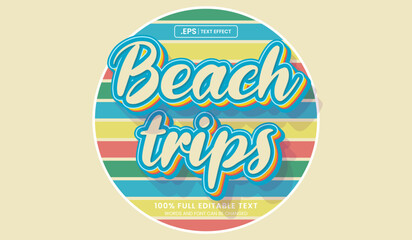 Wall Mural - editable text effect, beach trips text style retro