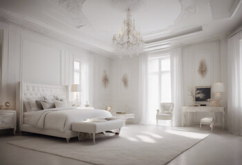 Wall Mural - Luxury white master bedroom interior