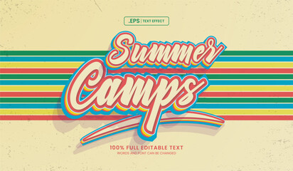 Wall Mural - colorful editable text effect, summer camps text style retro
