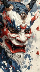 Hannya mask, purewhite background, realistic, japanese style