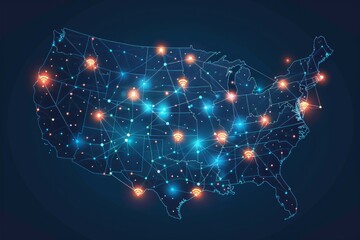 A map of the United States with a lot of wifi hotspots