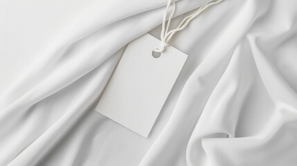 Poster - White Tag on the White dress. Cloth label tag White mockup