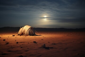 Wall Mural - Lunar Oasis Tent Camp in Desert Sands