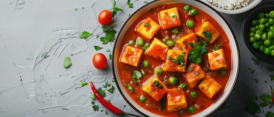 Wall Mural - Inviting Home-Cooked Background with Paneer Tikka Ingredients

