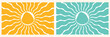 © Pixel Paradise - Groovy retro abstract sun backgrounds. Organic doodle shapes in trendy naive hippie 60s 70s style. Contemporary poster print banner template. HorizontalWavy vector illustration in yellow colors.