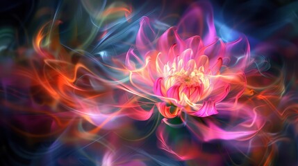 Canvas Print - Witness the birth of energy incarnate an abstract light flower, a testament to the perpetual motion of existence.