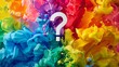 © furyon - vibrant rainbow paint splash with question mark in center symbolizing curiosity and lively uncertainty abstract photo