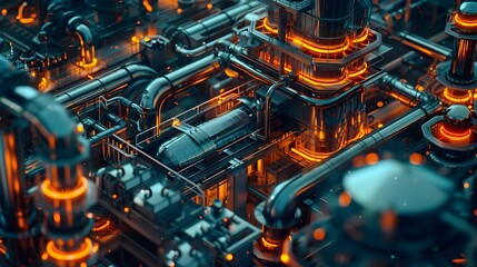 Wall Mural - Intricate Uranium Processing Facility with Captivating Industrial Textures and Architectural Patterns in a Cinematic Rendering