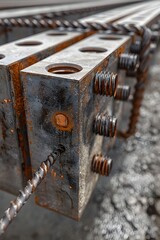 Canvas Print - Precision metalwork and formwork construction for trench shoring compliance on an isolated background with cinematic photographic style and detail