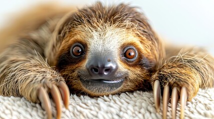 sloth in Costa Rica, pure white background 