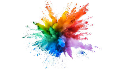 Wall Mural - bright rainbow paint color powder festival explosion burst isolated white background.