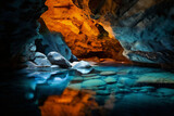 Fototapeta Przestrzenne - waterfall in the cave