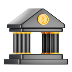 Aufkleber - 3d rendering bank icon with cartoon style. 3d business icon concept