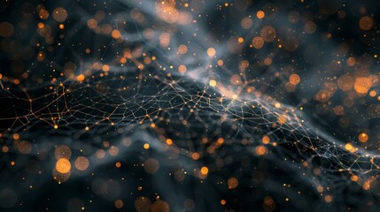 The image is a dark blue background with orange and yellow dots of light. It looks like a starry night sky.