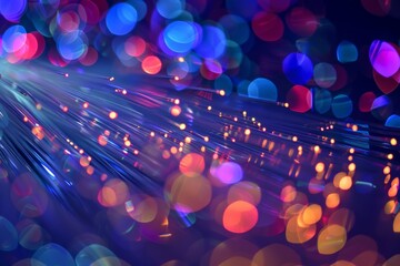 Intricate Web of Fiber Optic Cables Transmitting Data Signals 