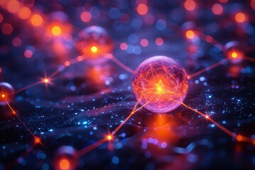Intricate Web of Fiber Optic Cables Transmitting Data Signals 