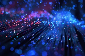 Intricate Web of Fiber Optic Cables Transmitting Data Signals 