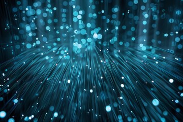 Intricate Web of Fiber Optic Cables Transmitting Data Signals 