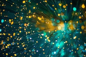 Intricate Web of Fiber Optic Cables Transmitting Data Signals 
