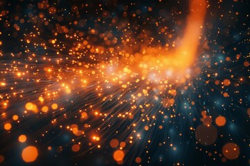 Intricate Web of Fiber Optic Cables Transmitting Data Signals 