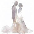 © Sukifli.D - A beautiful watercolor painting of a bride and groom on their wedding day