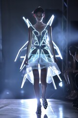 Wall Mural - Futuristic Fashion Show with Light-Up Dress