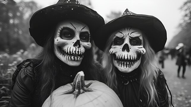 Halloween costume - scary - spooky - skeleton - skull - black and white photo - retro vibe - vintage feel - haunted 