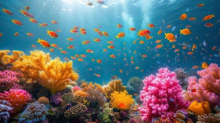 Wall Mural - coral reef and fishes illustration