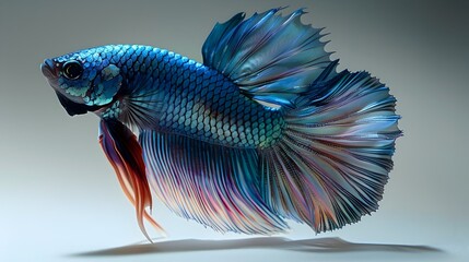 Wall Mural - Captivating Macro Shot of Iridescent Siamese Fighting Fish with Billowing Fins