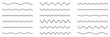 © Micro Pixel Market - Wave line and wavy zigzag pattern lines. Vector black underlines, smooth end squiggly horizontal curvy squiggles on white background.