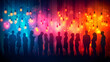 © diowcnx - Silhouetted people against colorful lights background