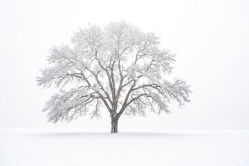 Poster - Lone Tree in a Snowy Field