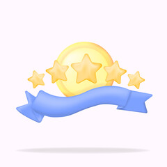 our rate, ribbon and stars ,3d vector illustration icon
