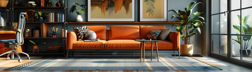 Scandinavian living room with midcentury modern furniture