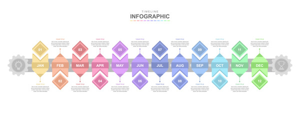 Wall Mural - infographic template for business. 12 months timeline, vector illustration