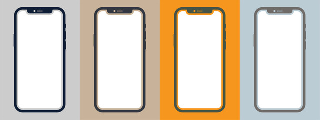 Realistic models layout of smartphone in different positions. Smartphone mockup collection. Mobile phone frame with blank display isolated templates