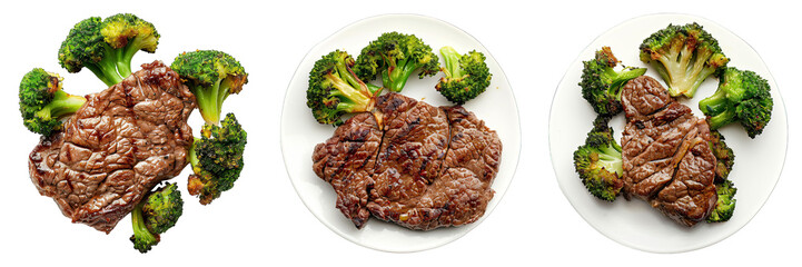Wall Mural - Beef With Broccoli isolated on transparent png background. Generative ai