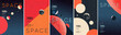 © Ardea-studio - Space, planets and galaxy. Set of futuristic space posters featuring planets, cosmos, and abstract geometric shapes. Perfect for astronomy enthusiasts, science fiction themes, and modern wall art