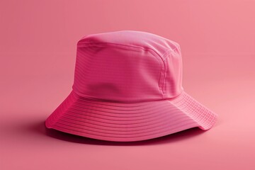 Wall Mural - Pink bucket hat on pink background