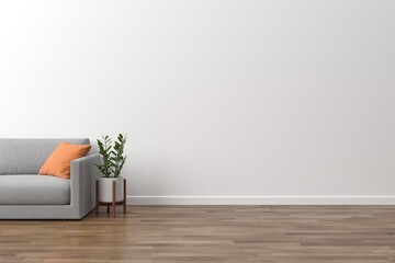 Poster - Cozy living area scene. Interior of living minimal style with empty space for products presentation or text for advertising.